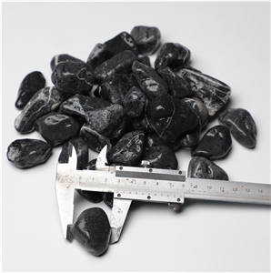 Round Rocks Black Marble Pebble Stone for Decor