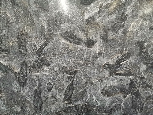 Luxury Brushed Matrix Black Granite Slabs Price