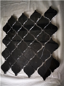 Black Nero Marquina Black Mosaic Tiles Pattern
