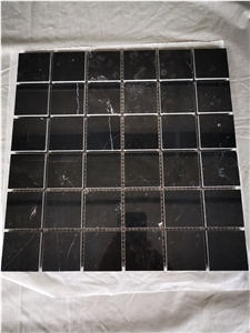 Black Nero Marquina Black Mosaic Tiles Pattern