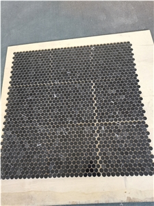 Black Nero Marquina Black Mosaic Tiles Pattern