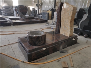 Aurora Red Combine Yellow Granite Memorials Stone