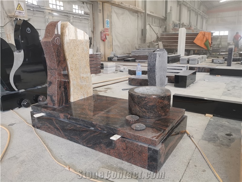 Aurora Red Combine Yellow Granite Memorials Stone
