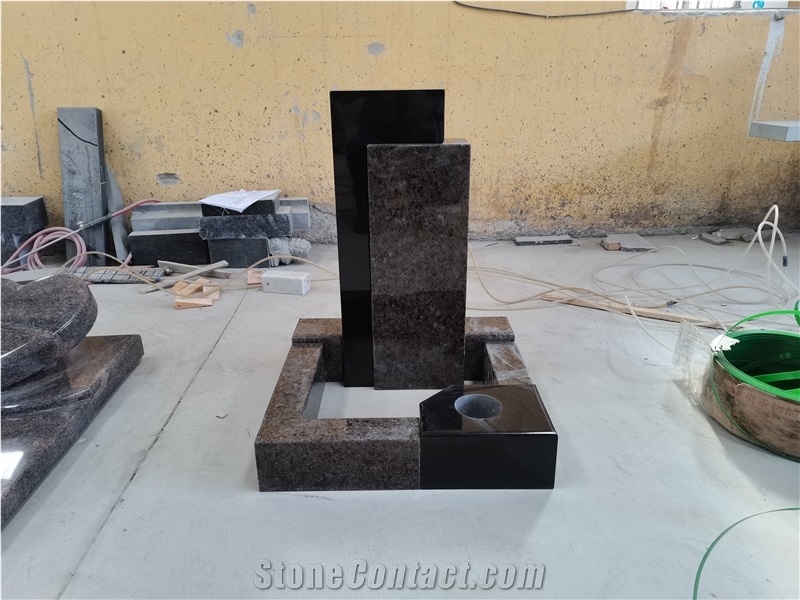 Blue Antique Granite Tombstone Design for Memorial