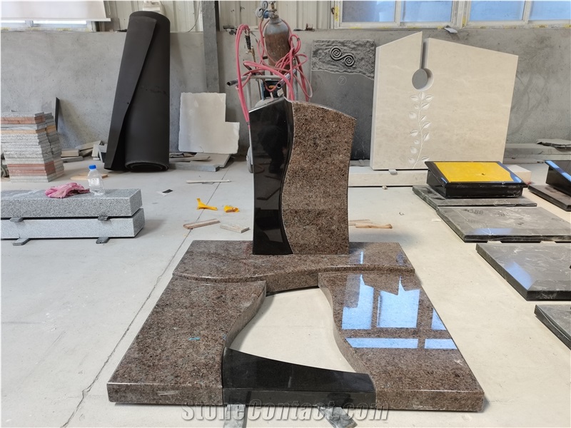 Blue Antique Granite Tombstone Design for Memorial
