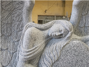 Light Grey Granite Angel Monuments Heart Tombstone