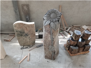 Natural Stone Engraved Tombstones Monument Design