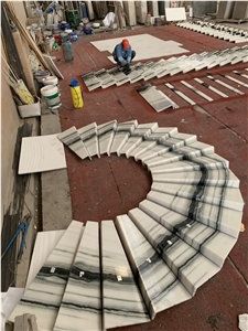 Panda White Marble Design Stairs Tread Floors Panda White Marble Design Stairs Tread Floors