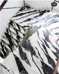 Stairs Polished Panda White Marble Steps Projects
