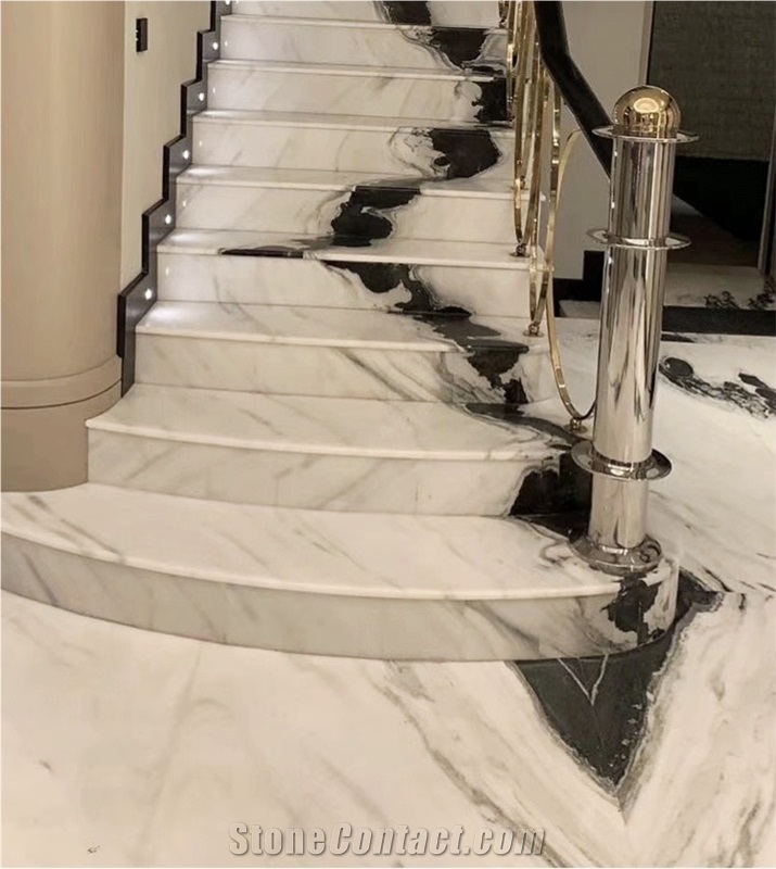 Stairs Polished Panda White Marble Steps Projects