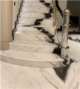 Stairs Polished Panda White Marble Steps Projects