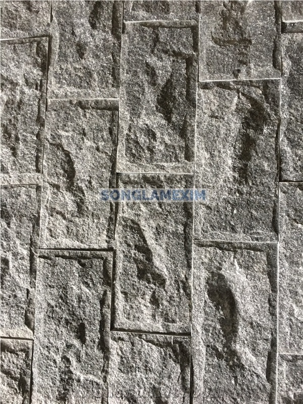 Crystal Black Marble Mushroom Face Wall Cladding Split Wall Stone