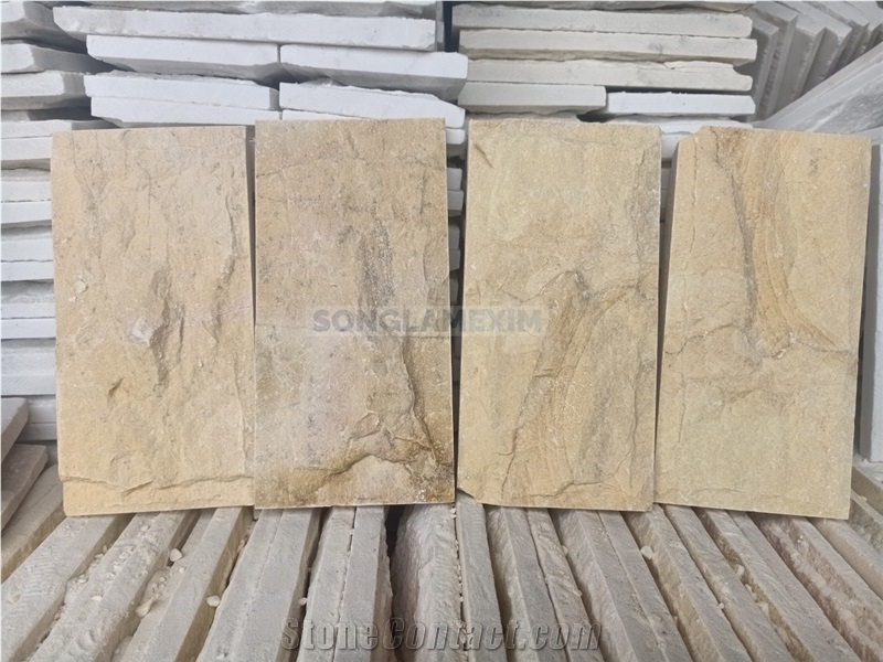 Yellow Crystal Marble Mushroom Face Split Wall Tiles