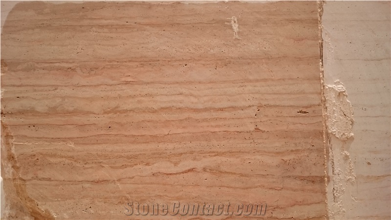 Paradise Pink Travertine Block From Zarei Travertine Quarry