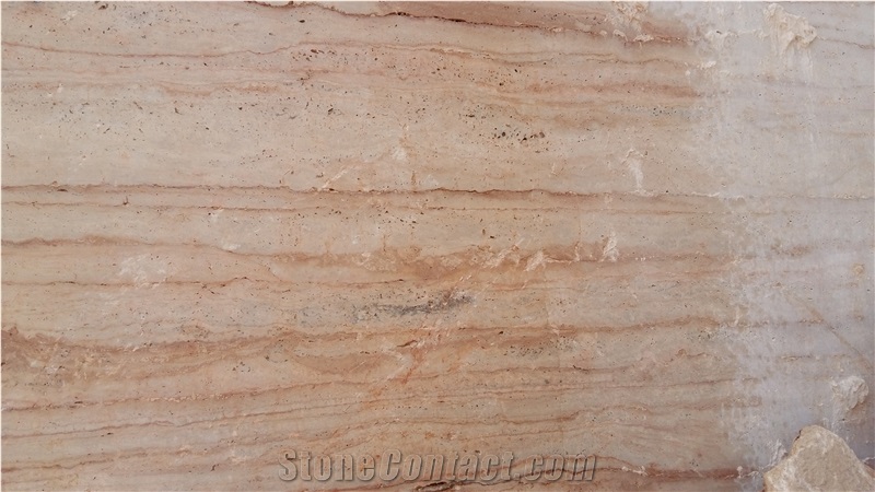 Paradise Pink Travertine Block From Zarei Travertine Quarry