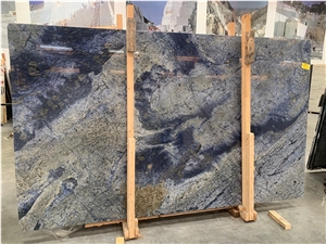 Brazilian Blue Granite Slab, Azul Bahia Blue Granite Slabs