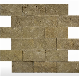 Noce Travertine Ledger Panel 6" 24" Split Face Panel