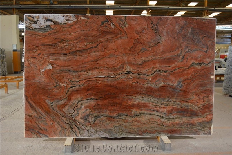 Red Tempest Quartzite Slabs, Brazil Red Quartzite