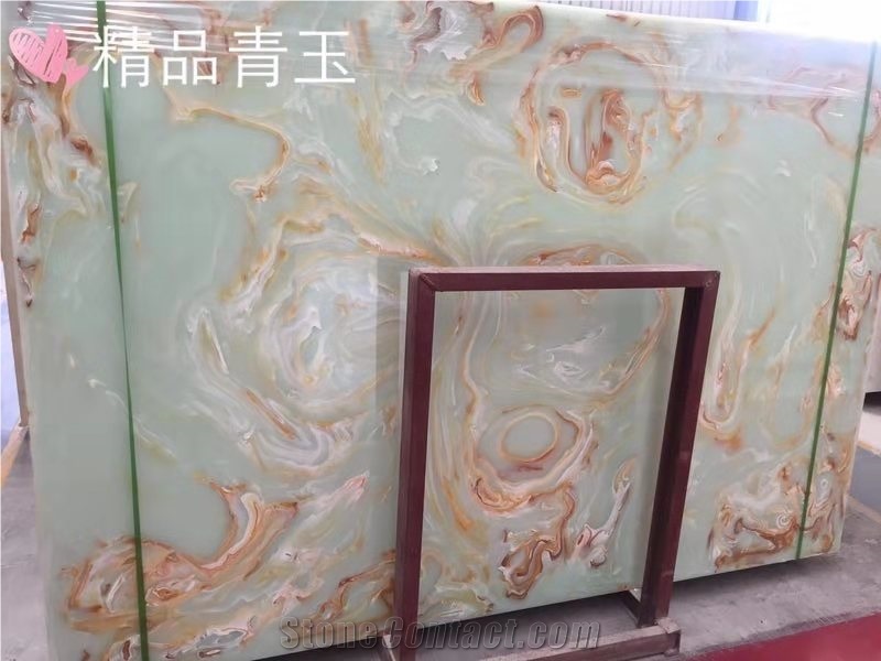 Artificial Jade Luxury Green Artificial Onyx Slabs Tiles
