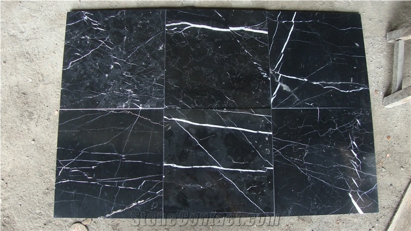 Black Marble Nero Maquina Tiles, Marble Slabs