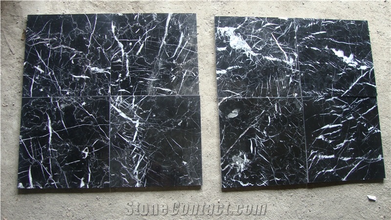 Black Marble Nero Maquina Tiles, Marble Slabs