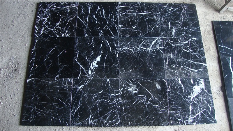 Black Marble Nero Maquina Tiles, Marble Slabs