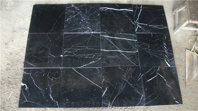 Black Marble Nero Maquina Tiles, Marble Slabs