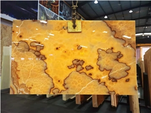 China Agate Onyx Yellow Slabs Wall Covering