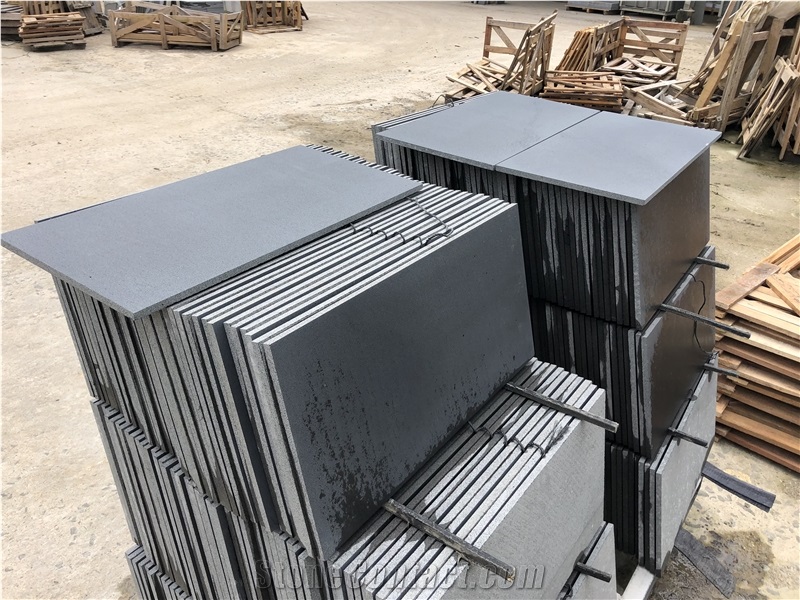Hainan Black Basalt Honed Tiles, Lava Stone Tiles