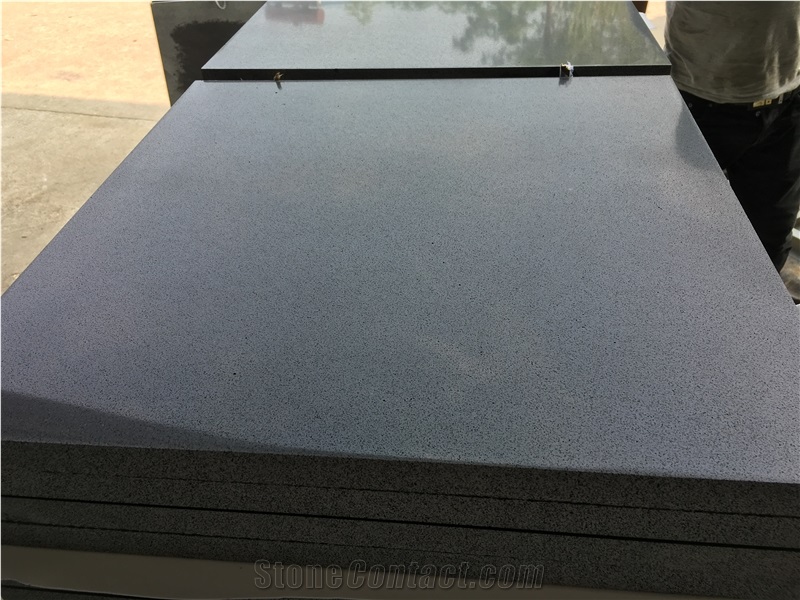 Hainan Black Basalt Honed Tiles, Lava Stone Tiles