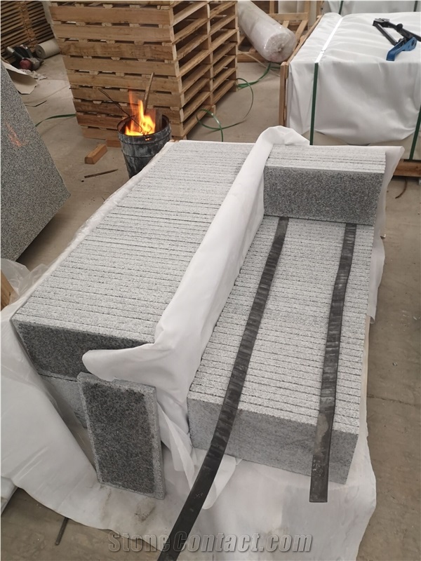 Hubei White Grey Granite Flamed Pavers Stone Tiles