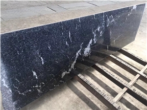 Snow Leopard Black Granite Slabs With White Veins
