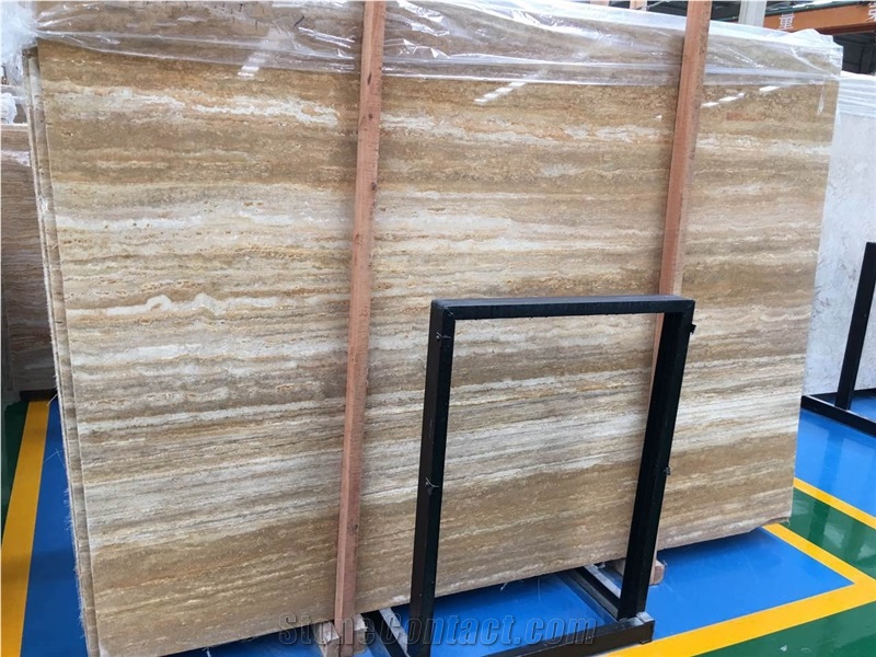 Turkey Sivas Golden Trevertine Slabs Applications