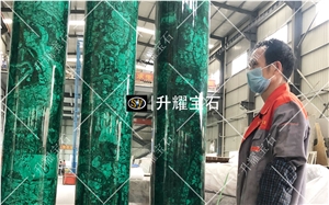 Custom Malachite Stone Pedestal Column
