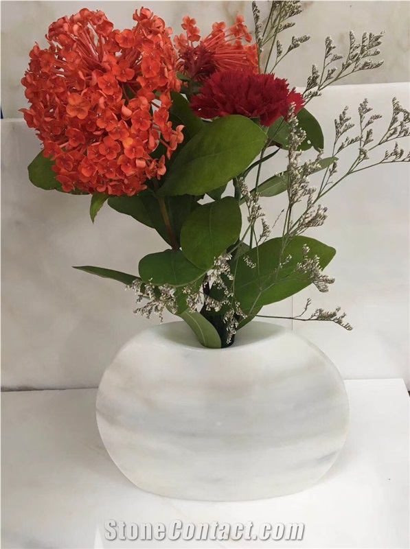 Fish Shape Marble Vases, Calacatta Gold