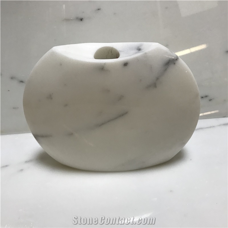 Fish Shape Marble Vases, Calacatta Gold
