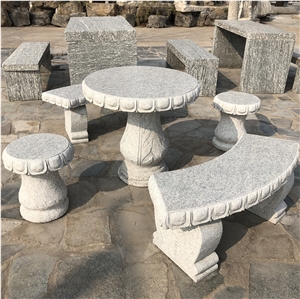 Carving Table and Bench Stone Garden Furniture