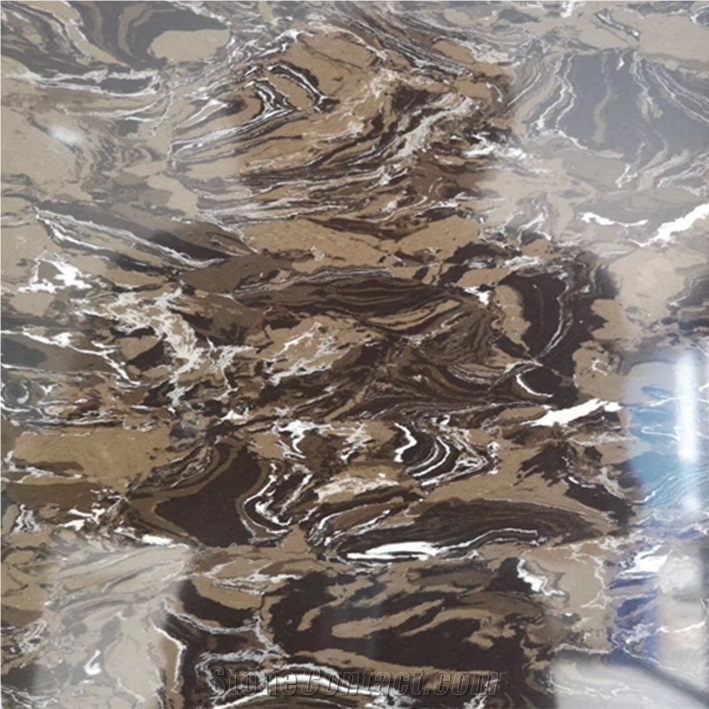 Cafe Brown Artificial Marble Panel Table Top Slab