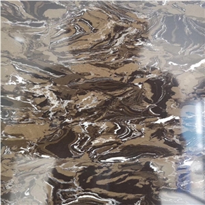 Cafe Brown Artificial Marble Panel Table Top Slab