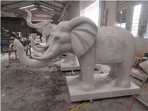China Pure White Marble Garden Animal Sculpture