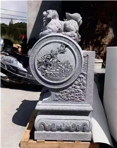 Garden Courtyard Stone Guardian Lions Scupture
