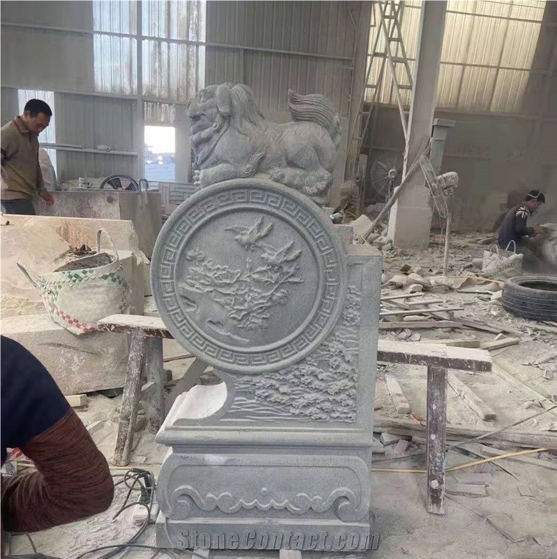 Garden Courtyard Stone Guardian Lions Scupture