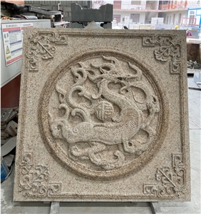 Gold Granite Wall Stone Relief Carving Paving