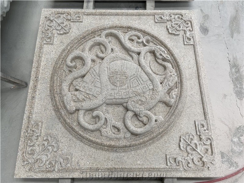 Gold Granite Wall Stone Relief Carving Paving