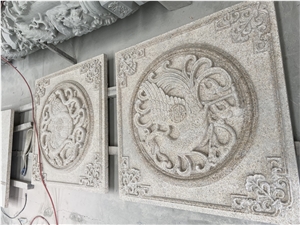 Gold Granite Wall Stone Relief Carving Paving
