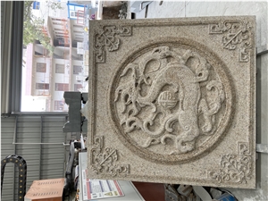 Gold Granite Wall Stone Relief Carving Paving