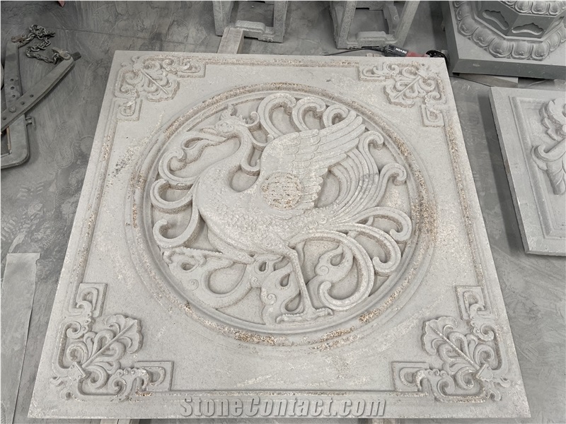 Gold Granite Wall Stone Relief Carving Paving