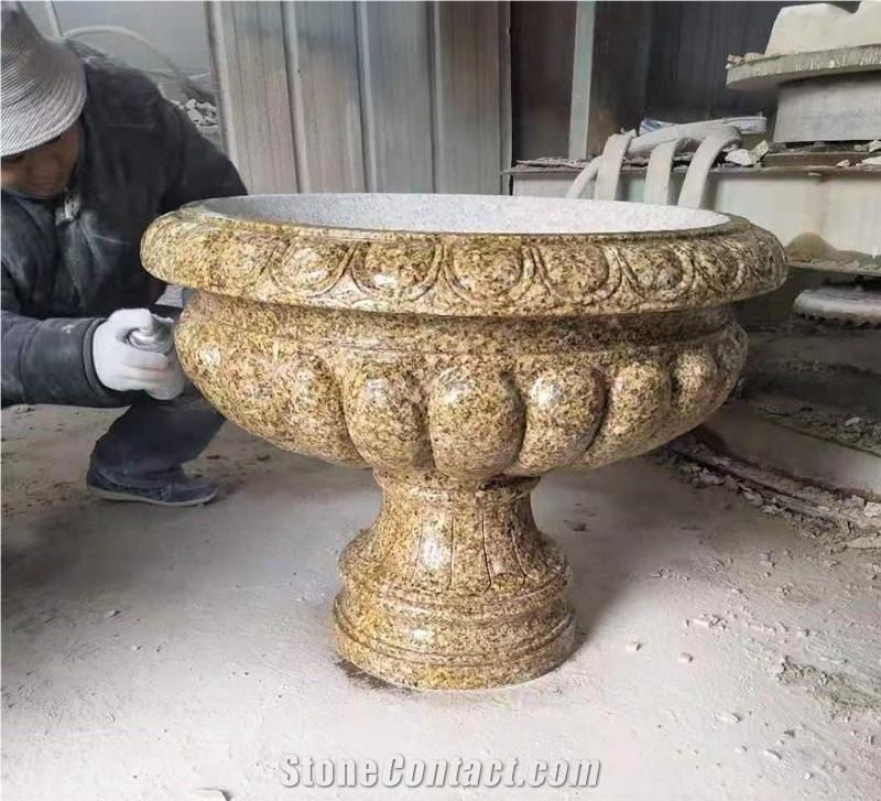 Grante Polished Flower Pots Outside Planter Boxes