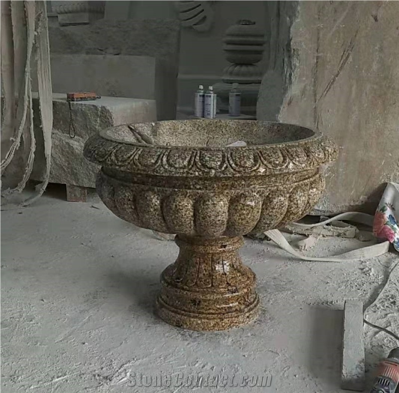 Grante Polished Flower Pots Outside Planter Boxes