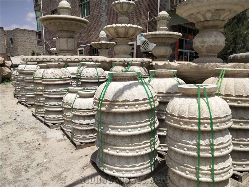 Grante Polished Flower Pots Outside Planter Boxes